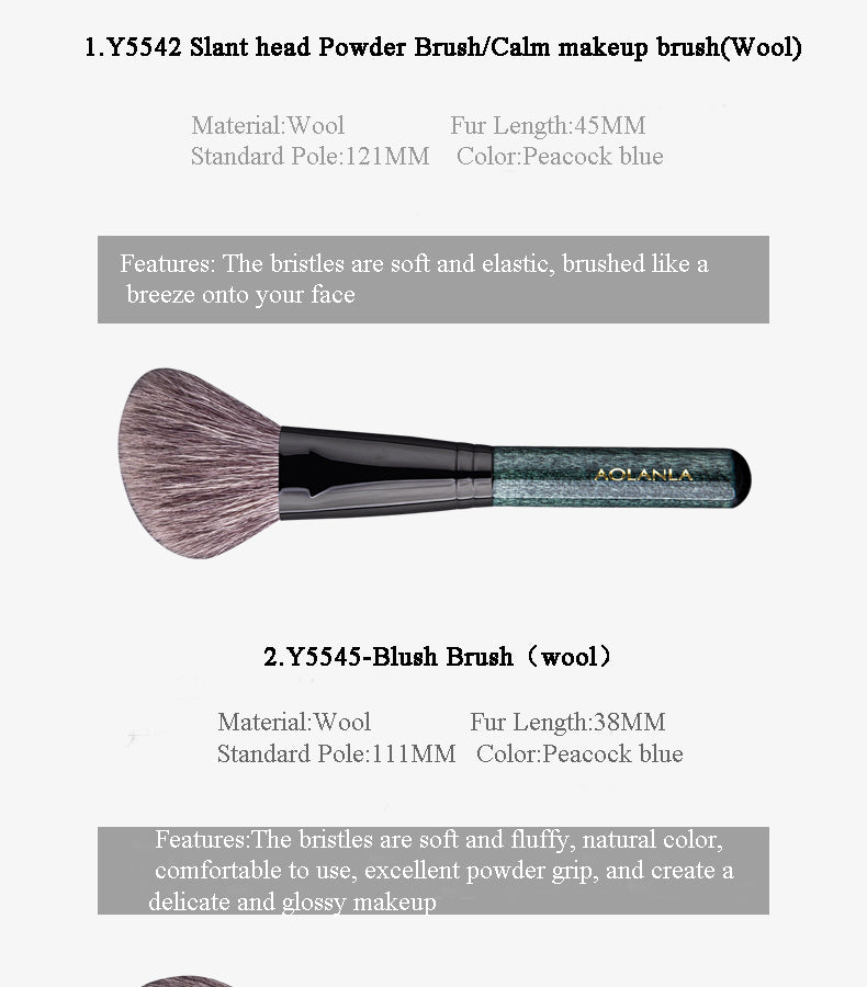American Master Animal hair 8 makeup brush set Eyeshadow brush powder blush brush Detail blur brush Portable beauty tool with brush bag
