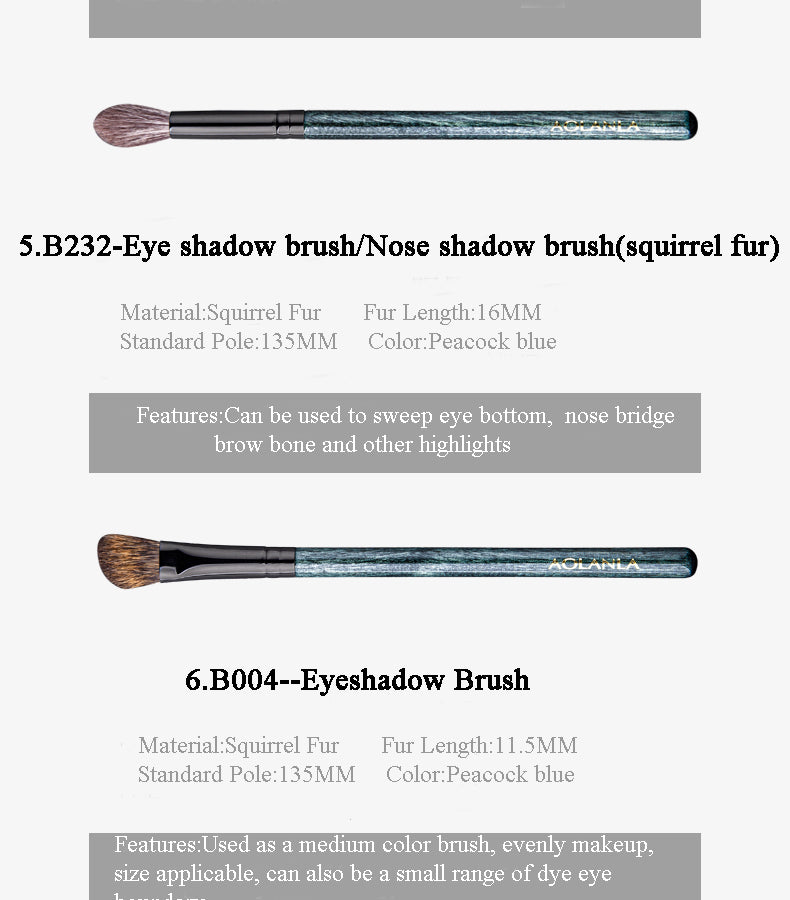 American Master Animal hair 8 makeup brush set Eyeshadow brush powder blush brush Detail blur brush Portable beauty tool with brush bag