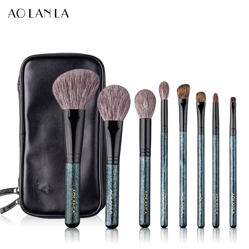 American Master Animal hair 8 makeup brush set Eyeshadow brush powder blush brush Detail blur brush Portable beauty tool with brush bag