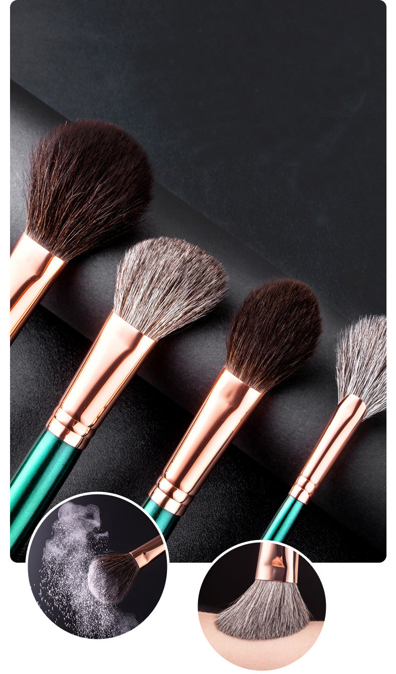 AOLANLA American Master 10 Makeup brush set Animal hair squirrel hair loose powder blush set brush Highlight details faint dye eye shadow brush with brush package gift box