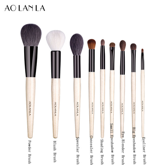 AOLANLA 9 makeup brush set foundation concealer brush powder blush brush eye shadow eyebrow brush lip brush animal hair fiber hair makeup brush gift for girlfriend