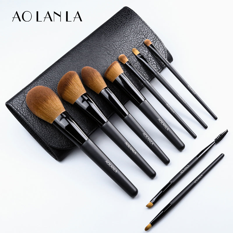 AOLANLA 9 makeup brush set Eyeshadow brush eyebrow brush sFoundation Loose powder Blush Concealer brush set portable makeup beauty tool