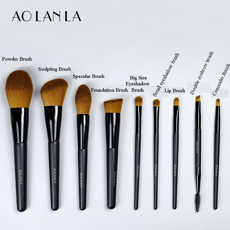 AOLANLA 9 makeup brush set Eyeshadow brush eyebrow brush sFoundation Loose powder Blush Concealer brush set portable makeup beauty tool