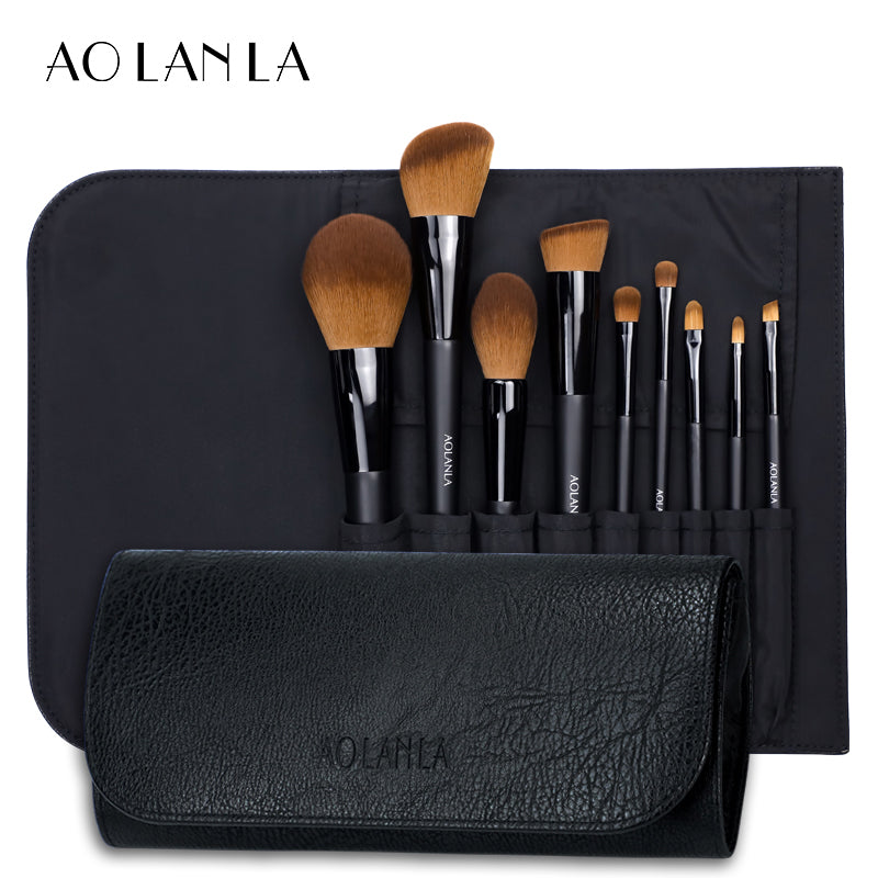 AOLANLA 9 makeup brush set Eyeshadow brush eyebrow brush sFoundation Loose powder Blush Concealer brush set portable makeup beauty tool