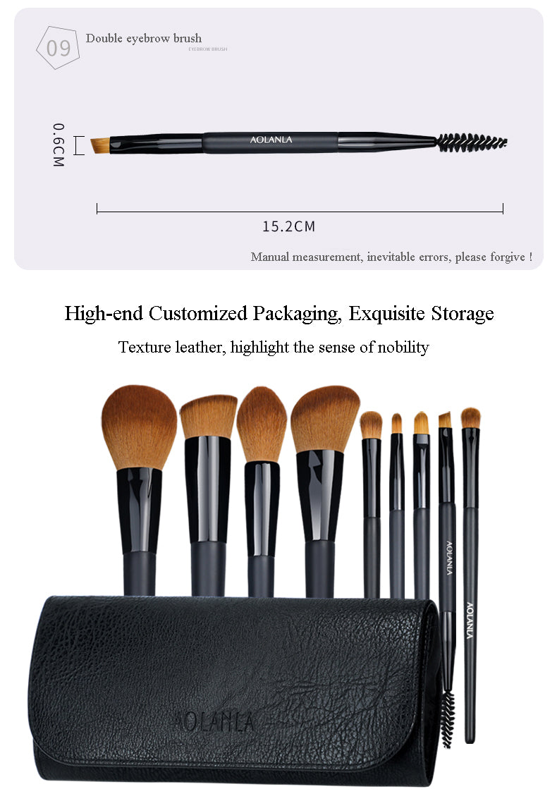 AOLANLA 9 makeup brush set Eyeshadow brush eyebrow brush sFoundation Loose powder Blush Concealer brush set portable makeup beauty tool