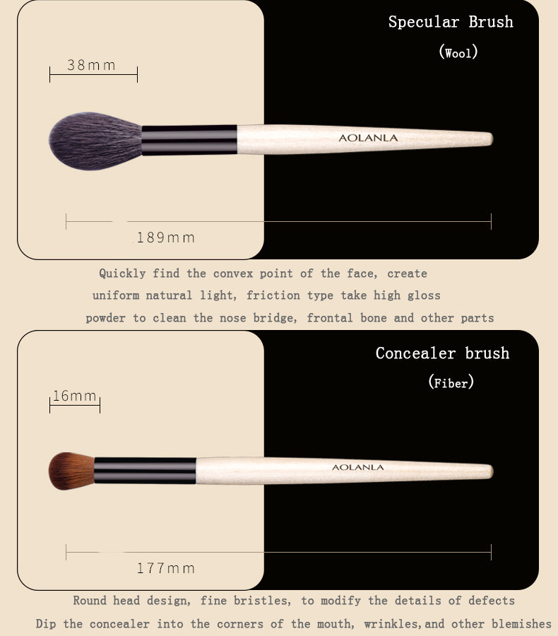 AOLANLA 9 makeup brush set foundation concealer brush powder blush brush eye shadow eyebrow brush lip brush animal hair fiber hair makeup brush gift for girlfriend